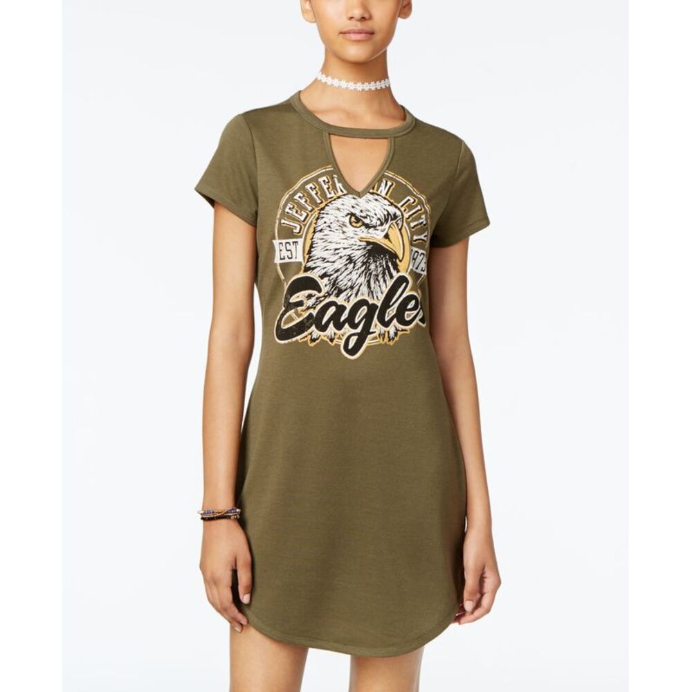 Ultra Flirt Juniors Cutout Graphic T-Shirt Dress